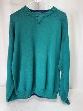 Men's Teal Crewneck Sweater - Classic Everyday Knit Vintage 4020